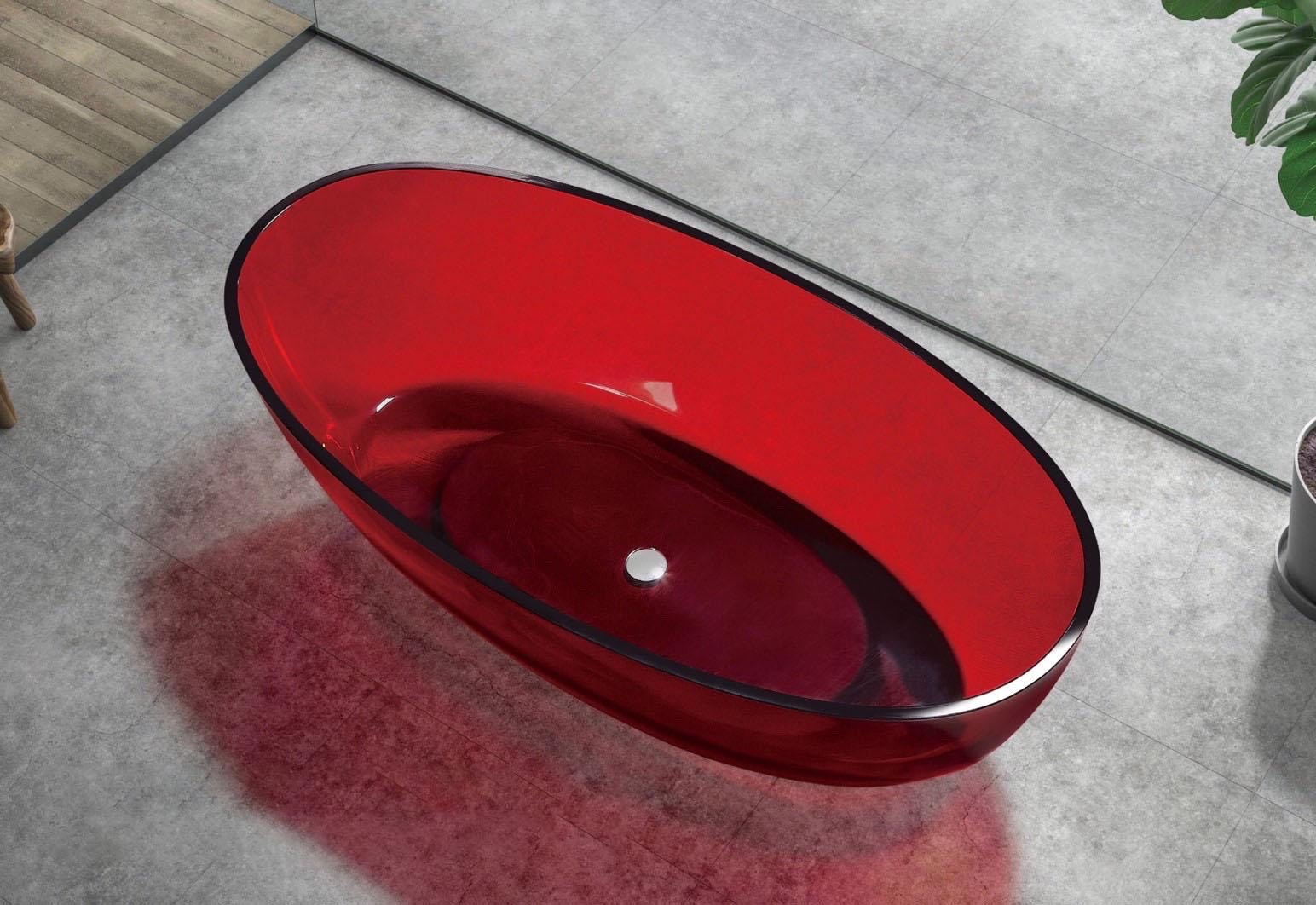อ่างอาบน้ำเรซิ่นสีแดง