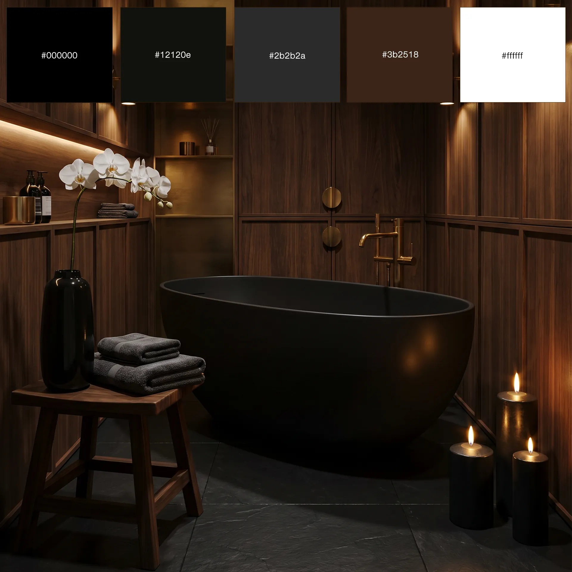 Black and grey bathroom color palette