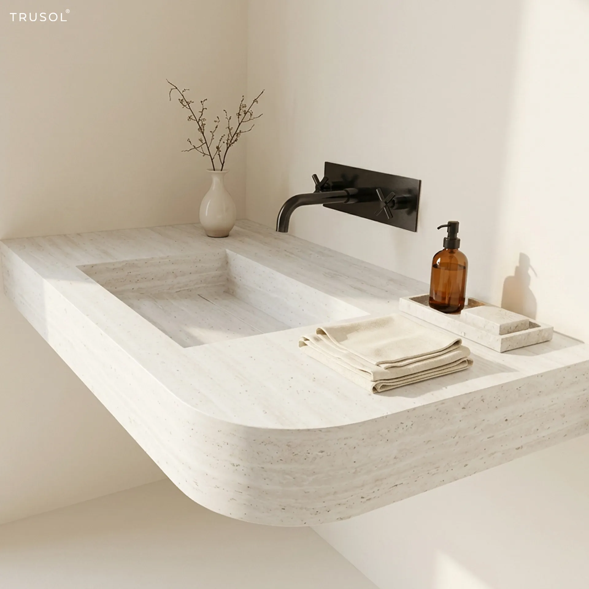 งาน Solid Surface สำหรับเคาน์เตอร์ห้องน้ำ