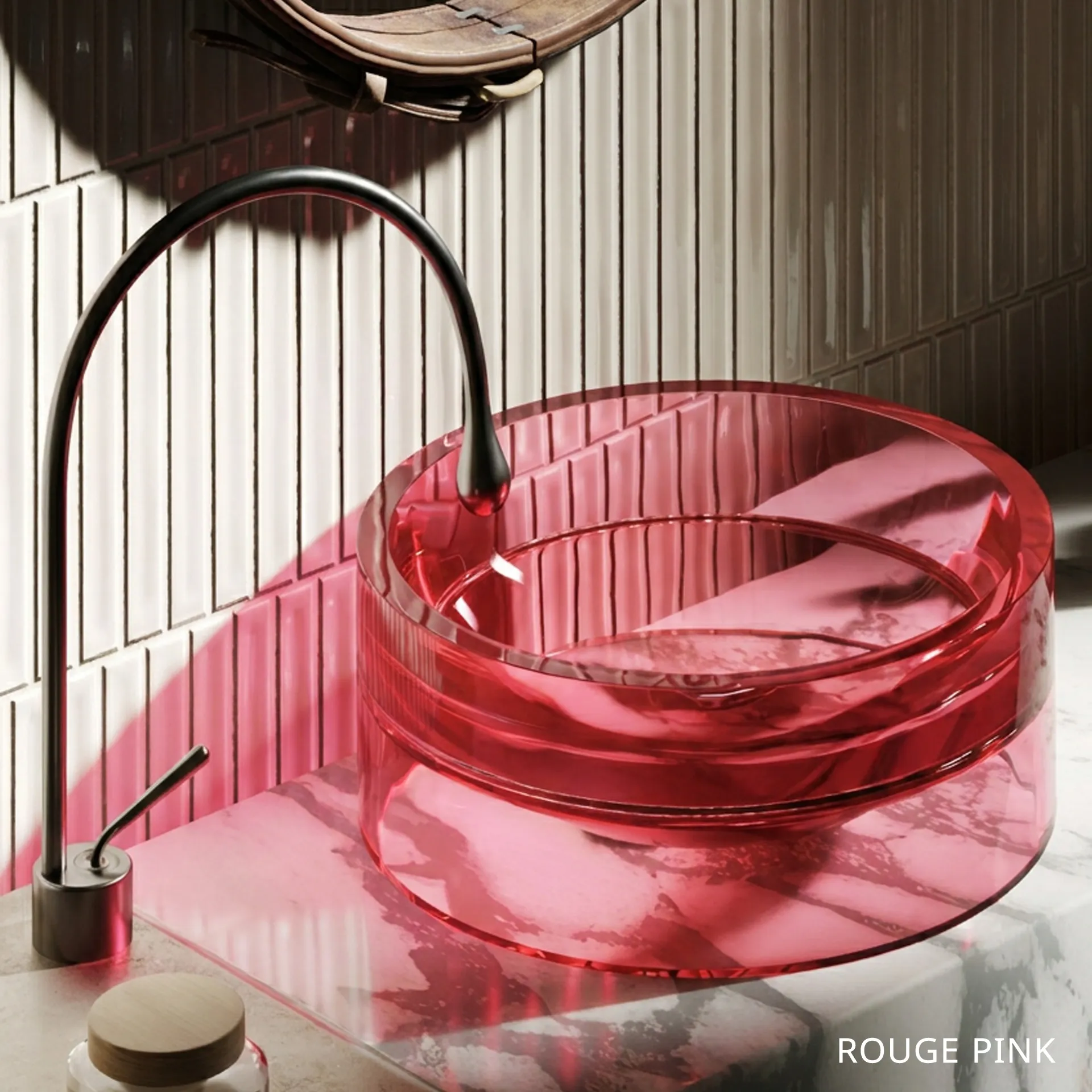อ่างอาบน้ำเรซินสี Rouge Pink จาก TRUSOL
