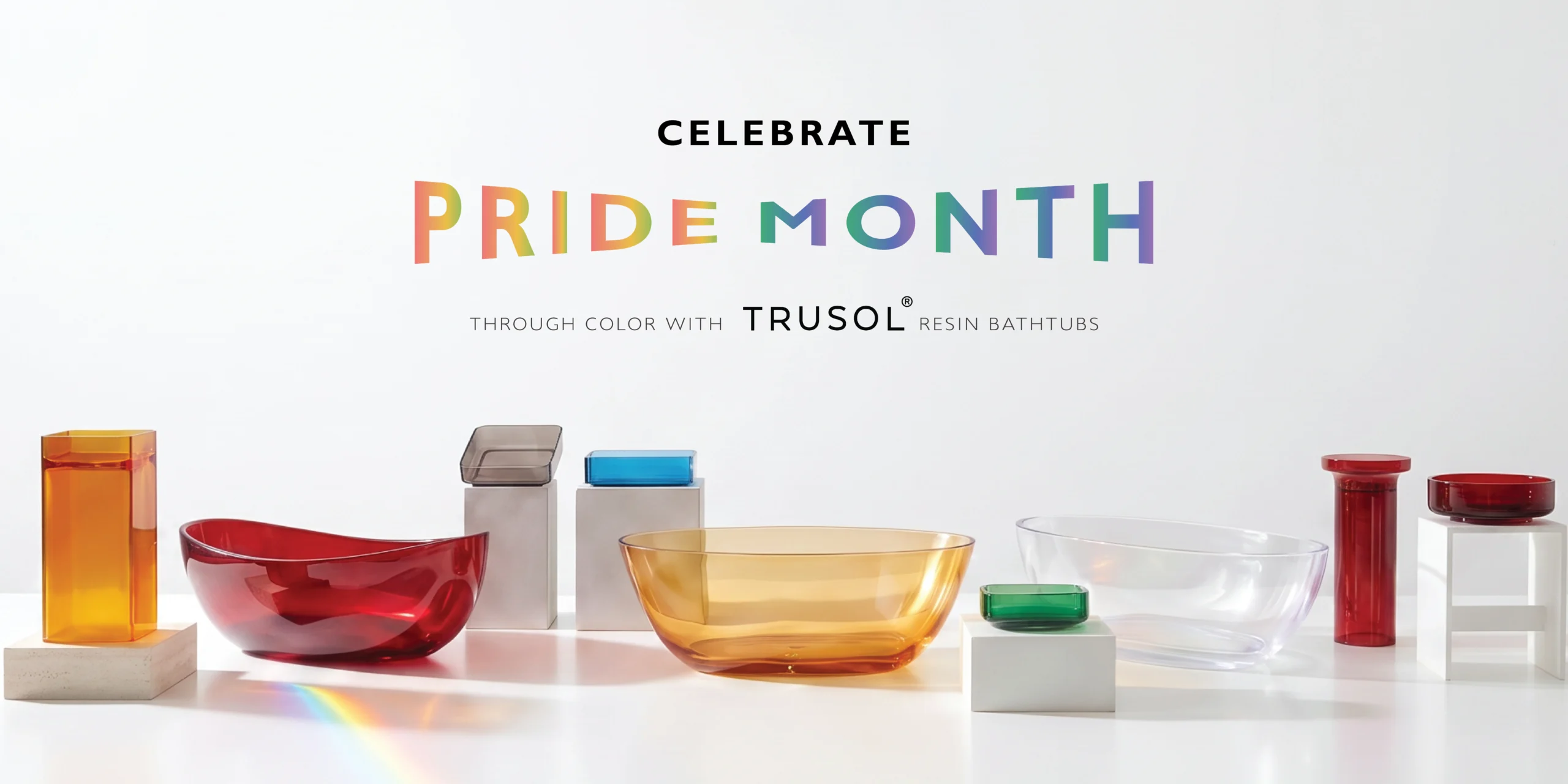 TRUSOL resin bathtubs in colorful Pride Month collection